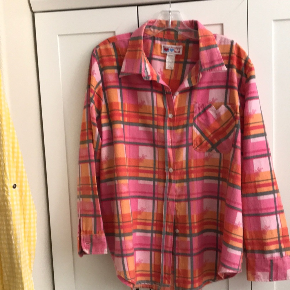 Pink & Orange Plaid Button-Up Shirt